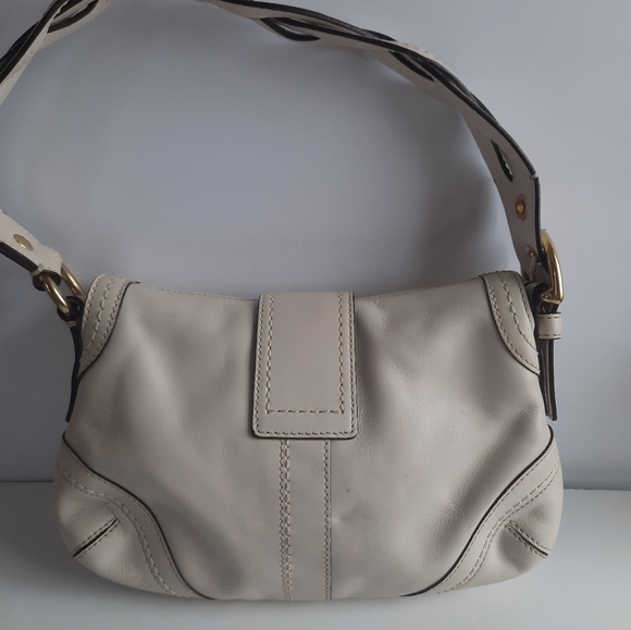 COACH WHITE LEATHER MINI SIGNATURE SOHO SMALL HOBO HANDBAG SATCHEL SHOULDER - Picture 10 of 10